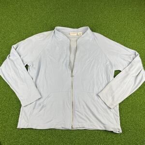 Crossroads Light Blue Raglan Front Pocket Full Zip Jacket Sz M